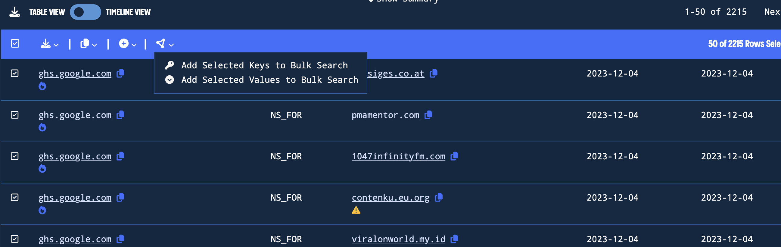 Add Bulk Indicators using tTable