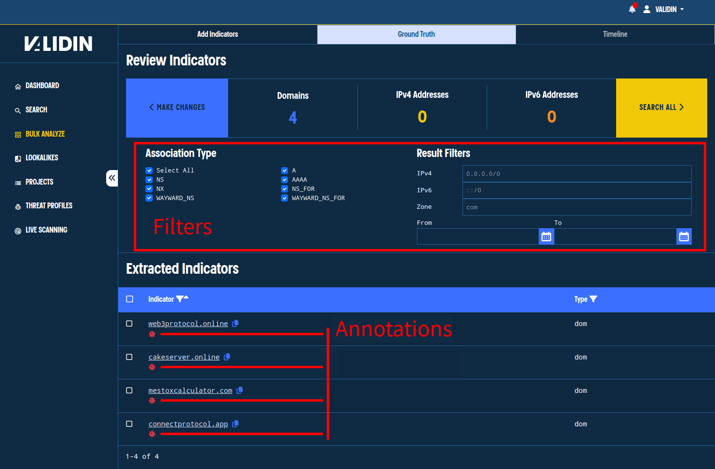 Review Indicators in Bulk Analyze